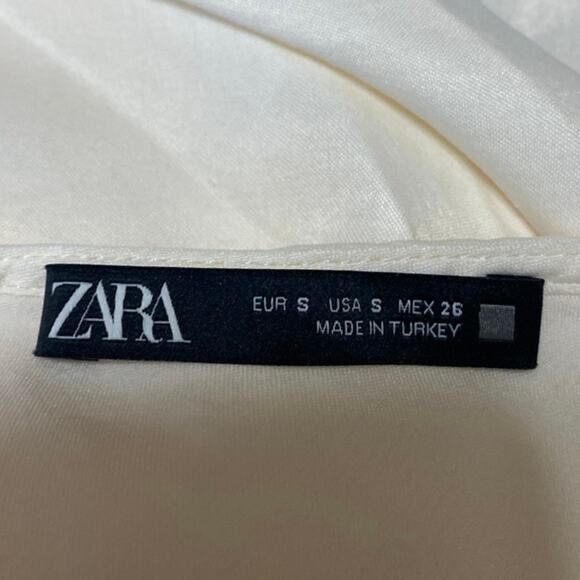 Zara White Ivory Sleeveless Cowl Neck Cami Camisole Tank Midi Slip Dress Size S - Picture 4 of 5